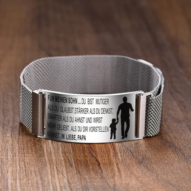 Detalle 2 de AITENME personalisiertes Armband mit Gravur „Für meinen Sohn/Tochter“ aus 316L Edelstahl