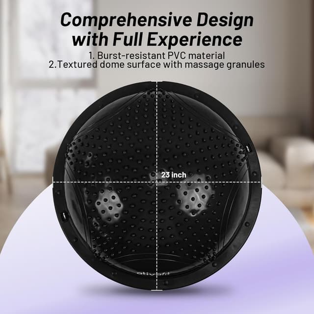 Detalle 2 de Ativafit Yoga Balance Trainer Ball (60 × 18,1 cm) bis 300 kg – Halbkugel mit Expander & Pumpe