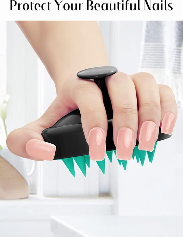 Detalle 2 de HEETA Scalp Massager Hair Growth Shampoo Brush with Soft Silicone Bristles (Black & Turquoise)