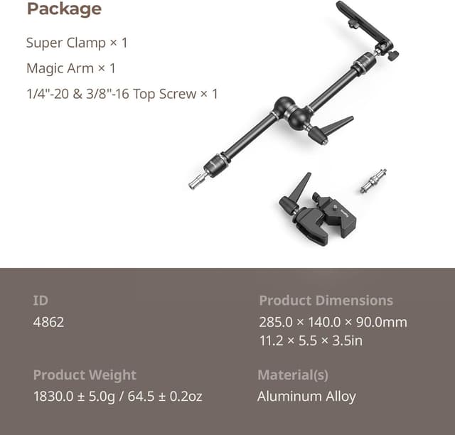 Thumbnail 6 de SmallRig 4862 : support de caméra à friction avec super pince et bras magique (kit 3 kg)