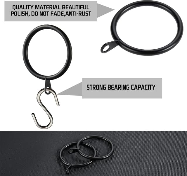 Thumbnail 3 de Kinsinder 60PCS Metal Curtain Rings 38mm