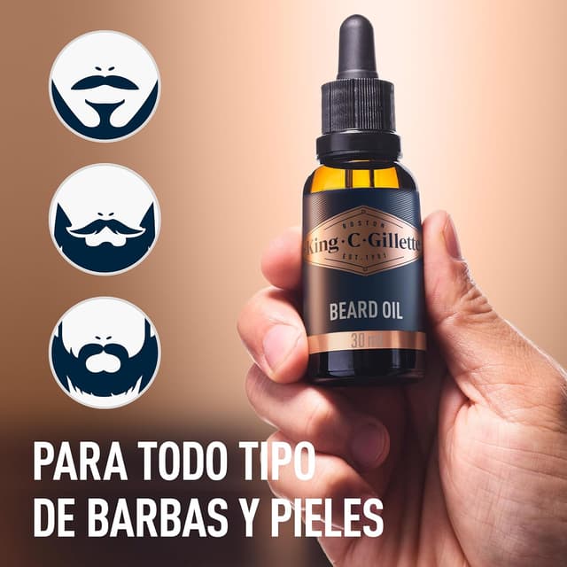 Detalle de King C. Gillette Aceite Para Barba 30ml 🌿 Suave y Aromático