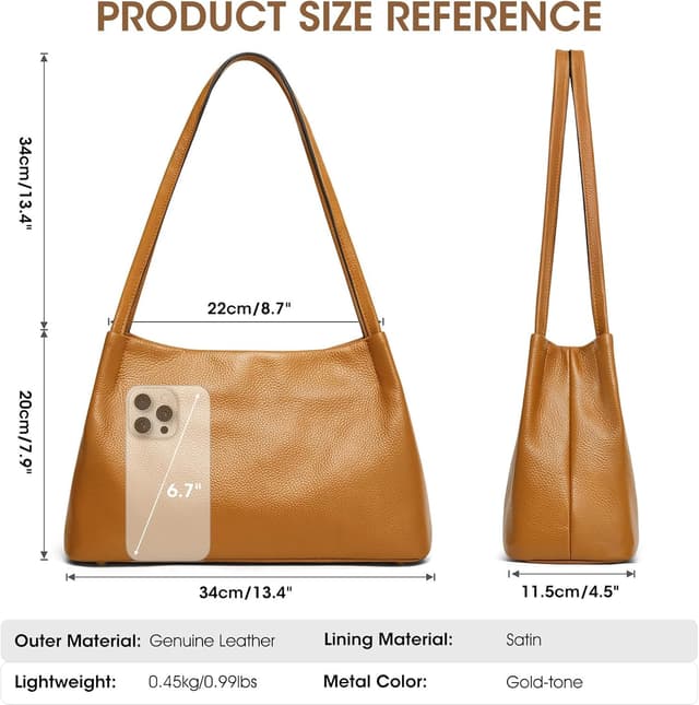 Detalle 2 de Kattee Sacs à main cuir véritable 34 cm