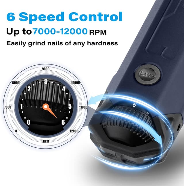 Detalle 2 de Casfuy Krallenschleifer für Hunde (6-Gang) – elektrischer, wiederaufladbarer Nagelschleifer mit LED