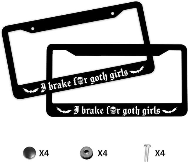 Thumbnail 3 de I Brake for Goth Girls License Plate Frame 2Pcs 🏷