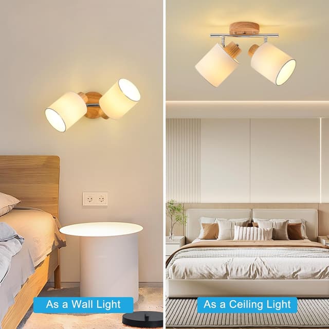 Thumbnail 6 de SANSHI Plafonnier Bois 2 Spots