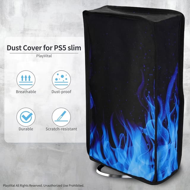 Detalle 2 de PlayVital Vertical Dust Cover for PS5 Slim ⌁ Blue Flame