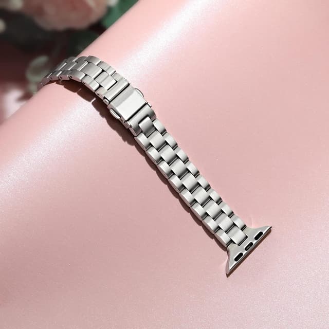 Detalle 2 de Vamyzji slim stainless steel strap for Apple Watch (44/45/46/49/42mm) – thin metal bracelet for SE/Series 1-11 & Ultra