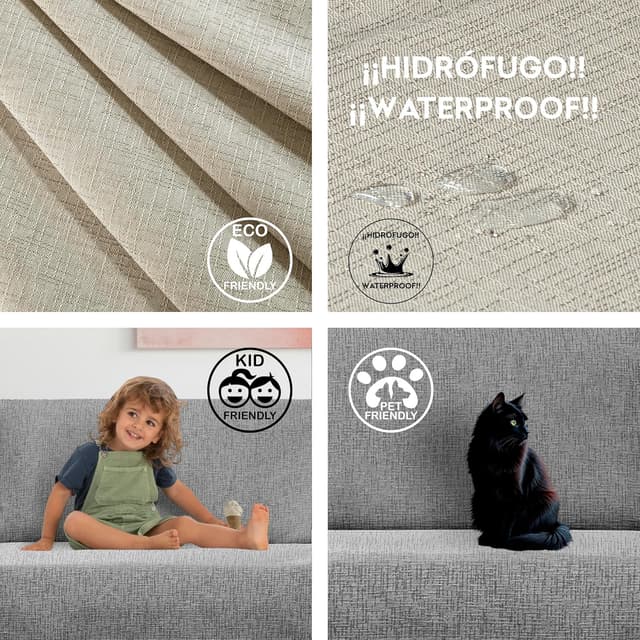 Thumbnail 4 de Eysa Genna Funda de sofá antimanchas Chaise Longue Beige