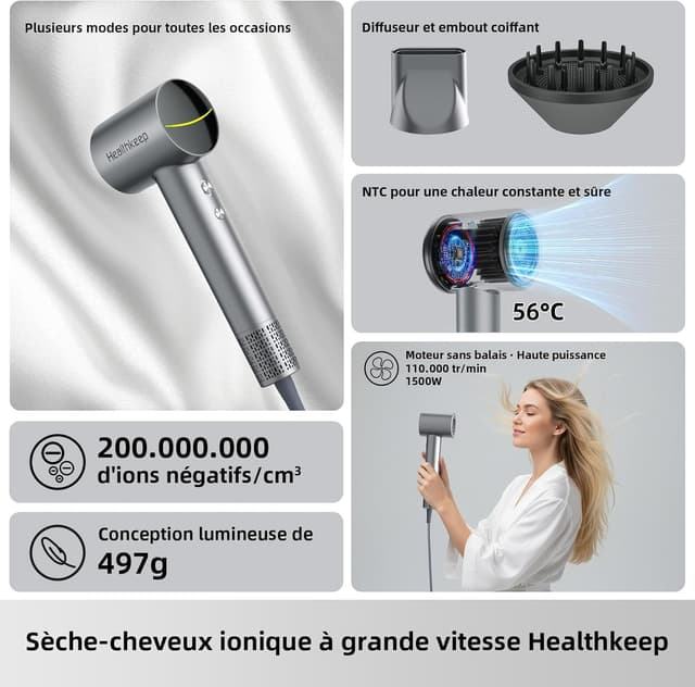 Thumbnail 6 de Healthkeep sèche-cheveux ionique 1500 W