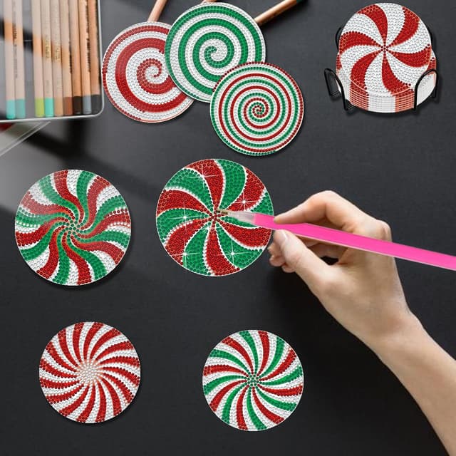 Detalle de Diamond Painting Untersetzer 8 Stück 10 cm 🎨