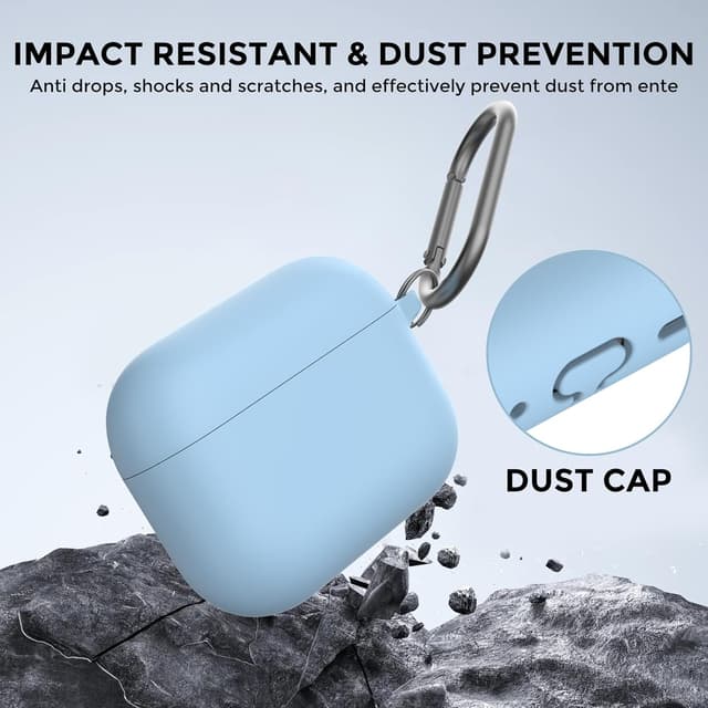 Detalle de AhaStyle Hülle für AirPods Pro 3 (2025) inkl. Reinigungsstift – Silikon-Case mit Karabiner und Handschlaufe