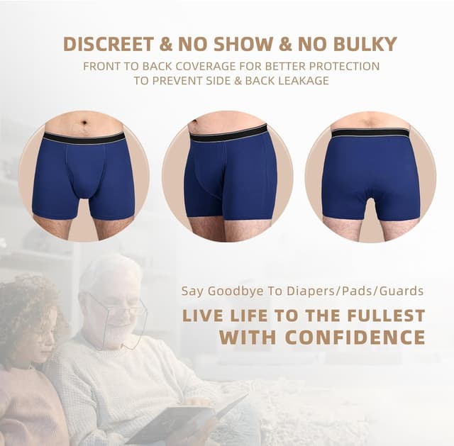 Detalle 2 de TIICHOO Slip d’incontinence homme en coton lavable anti-fuite (lot de 3)