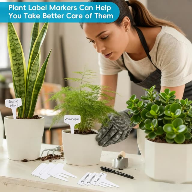 Thumbnail 6 de Plant Labels 100pcs 4 Inch T-Type Plant Name Tags with Permanent Marking Pen (Light White)