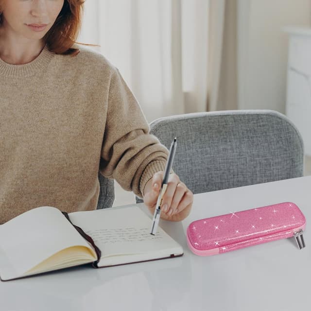 Thumbnail 6 de FINPAC Federmäppchen aus Hart-EVA (klein) – stoßfeste Stiftetasche für Büro, Schule & unterwegs, glitzerndes Rosa