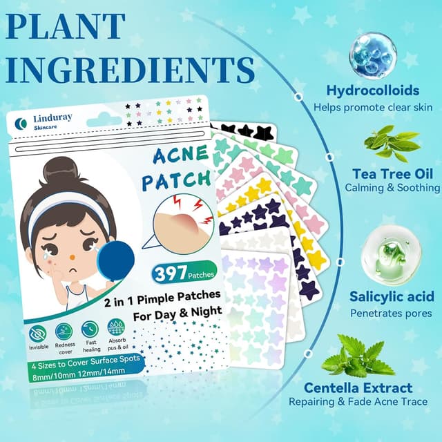 Detalle 2 de 397 Stück Bunte Sterne Pickelpflaster 🩹