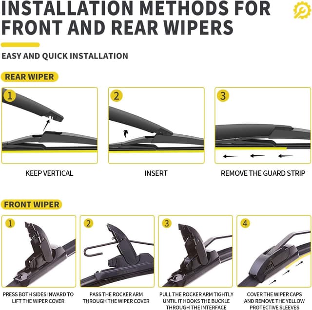 Detalle de JINGOU Wiper Blades 26/14/12-Inch Windshield Wipers Set (Pack of 3) for Nissan Rogue 2008–2013 and 2014–2015 Select