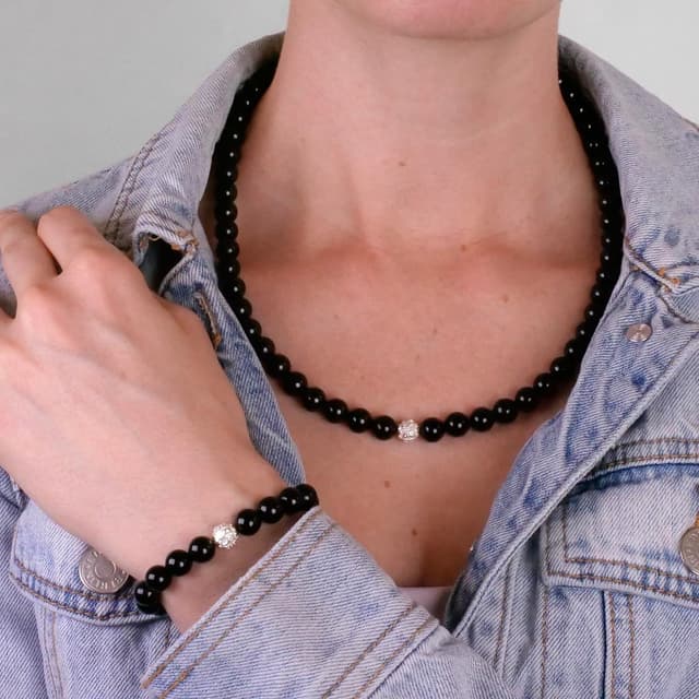 Detalle 2 de BERGERLIN Echte Naturstein Perlenkette mit Turmalin, 925 Sterling Silberperle & Echtheitszertifikat