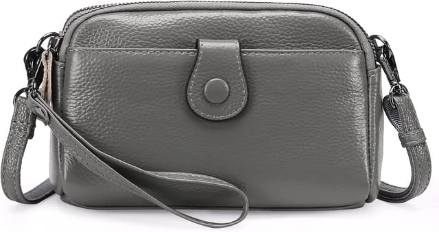 Detalle de GAEKEAO small genuine leather crossbody bag with detachable wristlet strap