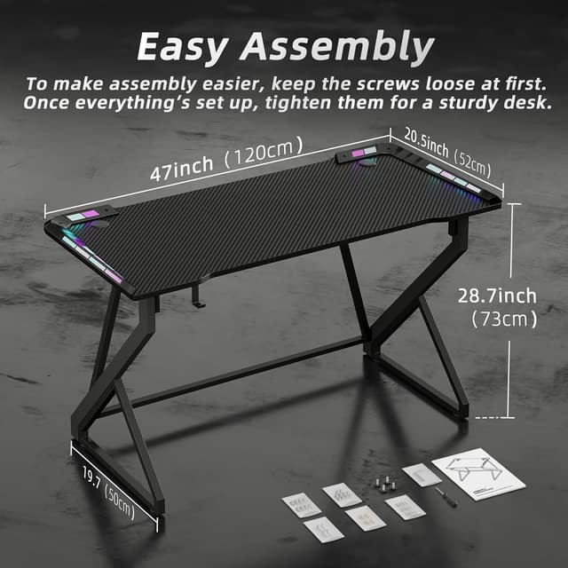 Detalle de BEXEVUE Scrivania Gaming 120x50 LED RGB