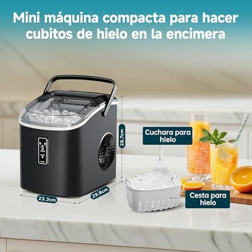 Thumbnail 6 de EUHOMY máquina de cubitos de hielo pequeña portátil (9 cubos en 6 minutos, hasta 12 kg/día)