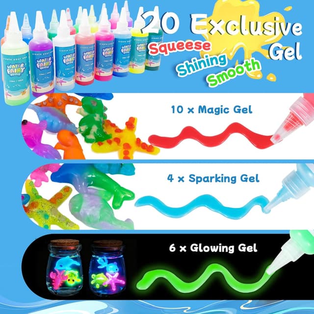 Thumbnail 6 de 116PCS Magic Glow-in-the-Dark Gel Water Fairy Toy DIY Elf Set with 18 Sea Creature Molds