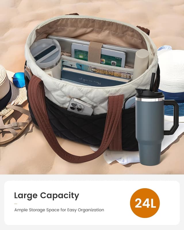 Thumbnail 6 de LOVEVOOK Shopper Tasche Damen groß mit 17,3-Zoll-Laptopfach – leichte Puffer Tote Bag für Uni, Büro & Reisen