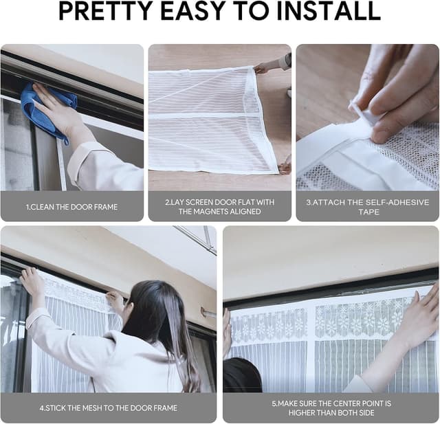 Thumbnail 6 de EGNBU Heavy Duty Magnetic Fly Screen Door (90x210CM) with Powerful Magnets & Full Frame Magic Tape