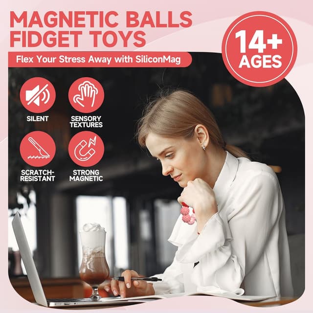 Detalle 2 de Magnetic Balls Fidget Toys 8pcs stress relief balls