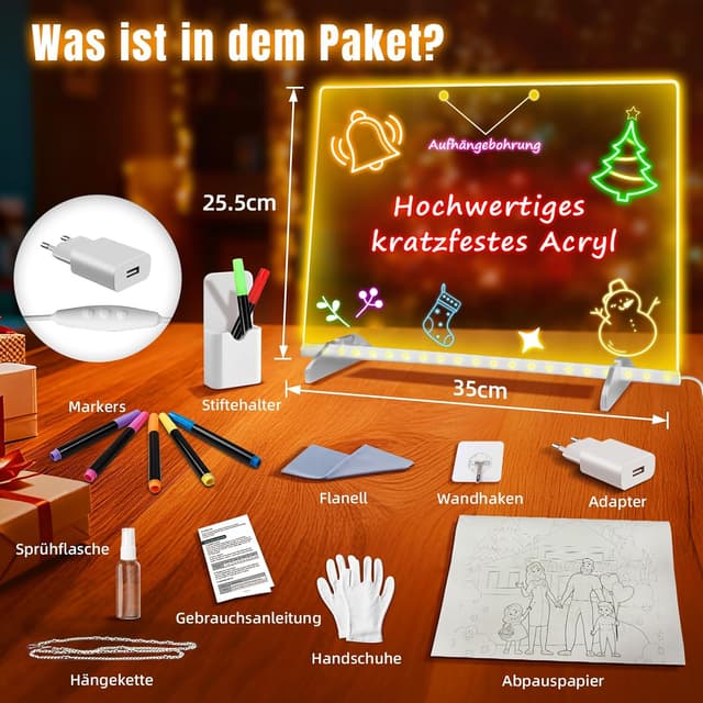 Thumbnail 1 de LED Notiztafel 35Ă25 cm, 13 Farben, 6 Modi đŒ