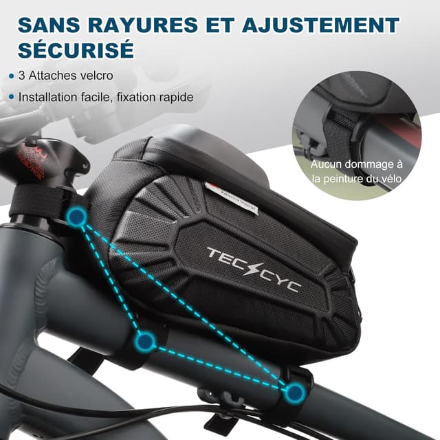 Thumbnail 6 de TECHCYC Sacoche de cadre vélo avec écran tactile TPU et réflecteurs, pour smartphone jusqu’à 7 pouces