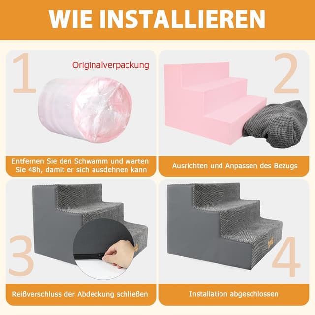 Detalle de Nepfaivy Hundetreppe 3-stufig 53 cm