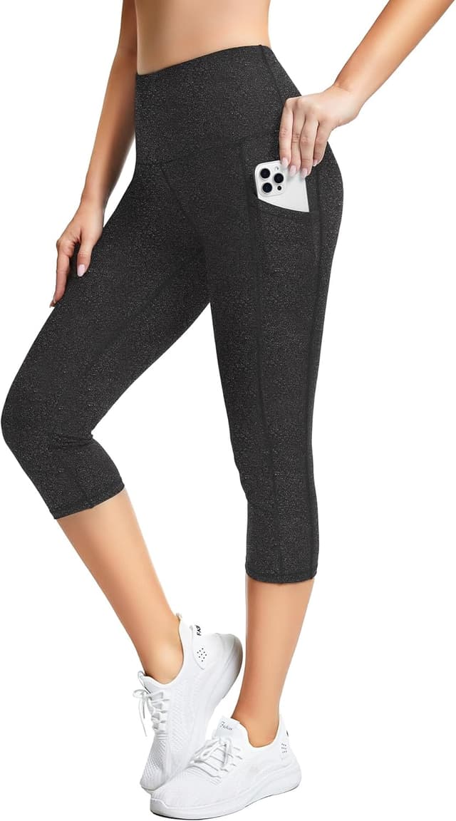 Detalle 2 de SIMIYA Women’s High-Waist Cropped Sports Leggings with Pockets (3/4)