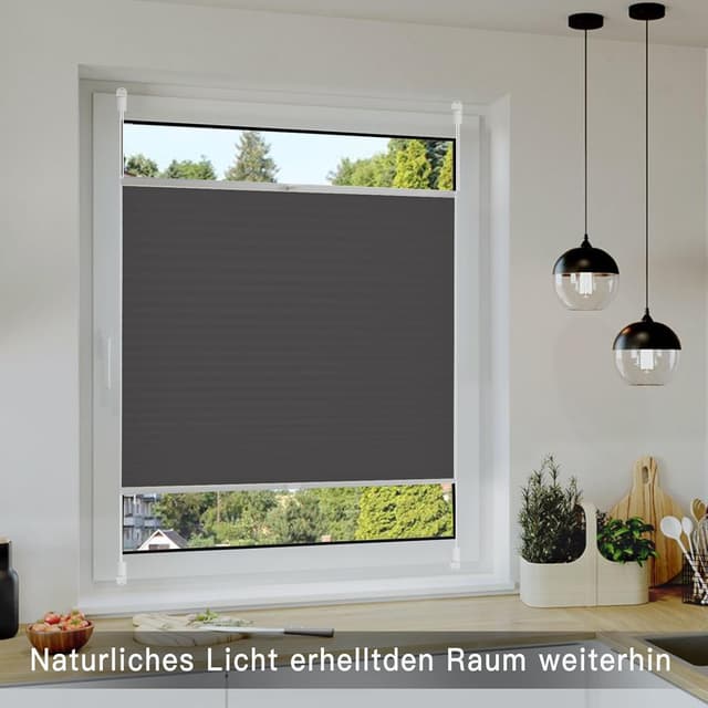 Detalle 2 de Plissee Klemmfix ohne Bohren 40 x 130 cm (BxH) Anthrazit – für Tür & Fenster