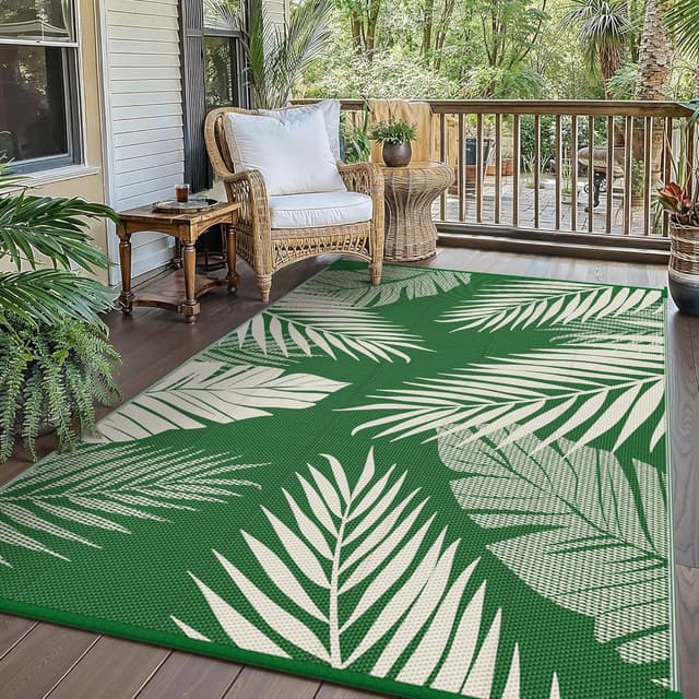 Detalle 2 de GENIMO Outdoor Rug 150x240cm – Waterproof Reversible Garden Carpet (Dark Green)