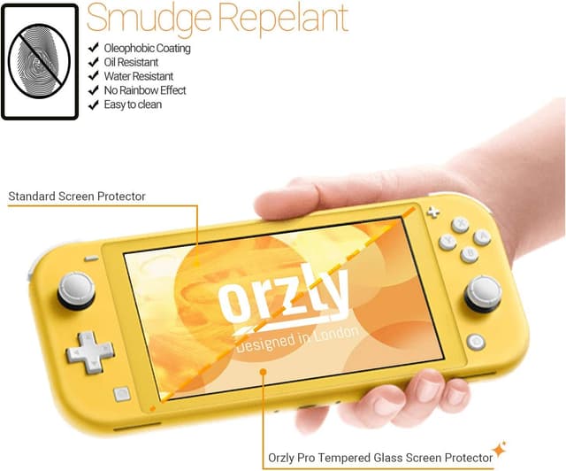 Detalle de Orzly Panzerglas Displayschutzfolie für Nintendo Switch Lite (2019) – 4er-Set
