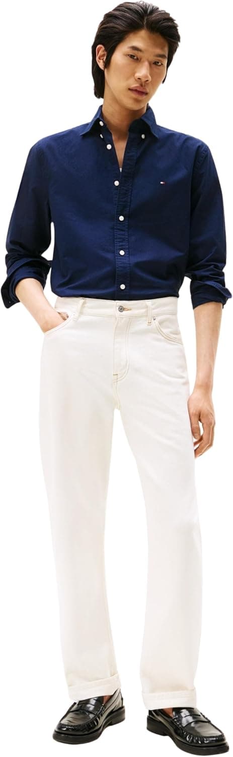 Detalle de Tommy Hilfiger Chemise homme Oxford manches longues à col boutonné