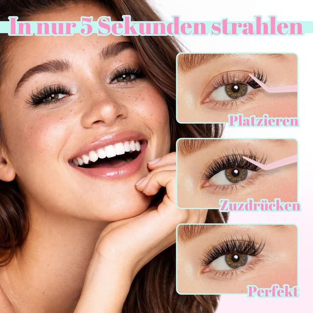 Detalle de CALAILIS selbstklebende Wimpern Extensions (W/V-Klebestreifen) – 120 Stück, D-Curl, Wispy, D-Idee mit Pinzette (ZBP10D)