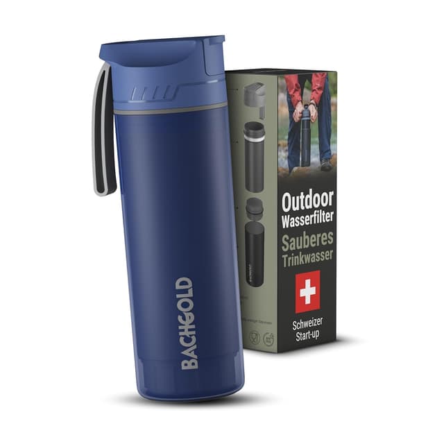 Detalle de Bachgold® Profi Outdoor Wasserfilter-Flasche (Blau) – Profi-Wasserfilter für Outdoor, 500 ml