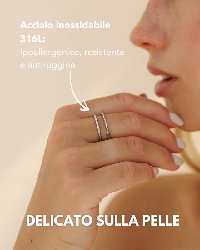 Detalle 2 de GD GOOD.designs EST. 2015 Anello da donna regolabile in acciaio inossidabile impermeabile (doppio anello aperto)