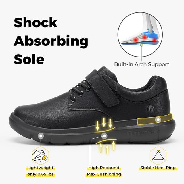 Detalle 2 de FitVille Mens Extra Wide Fit Diabetic Shoes with Adjustable Strap – Comfortable leather walking shoes for swollen feet & plantar fasciitis