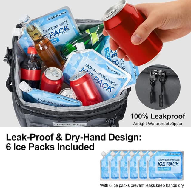 Detalle 2 de Odoland chariot glacière isotherme à roulettes (jusqu’à 72 boîtes) avec sac amovible et packs de glace