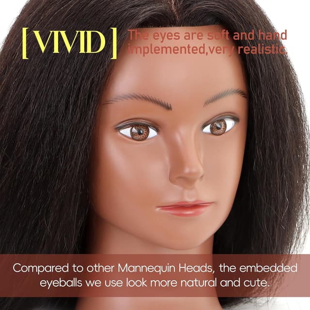 Detalle de YODIDI Mannequin Head with 100% Human Hair (16 inch) for Hair Styling Practice