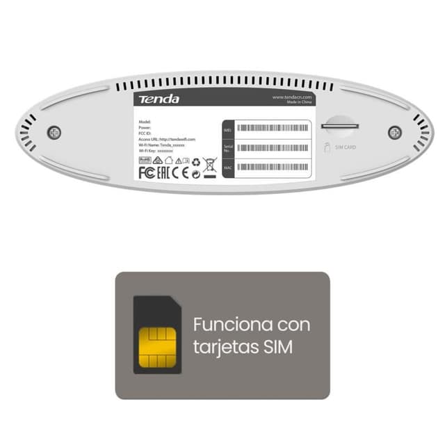 Detalle de Tenda 4G03 Router WiFi 4G LTE N300