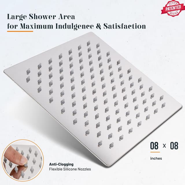 Thumbnail 1 de LIVOREST Square Rainfall Shower Head 8 inch