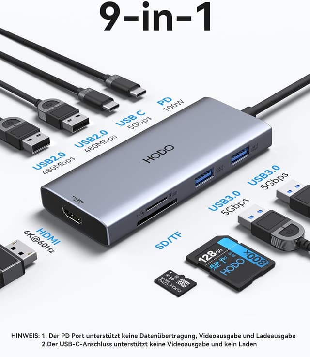 Detalle 2 de HODO USB C Hub 4K 60Hz