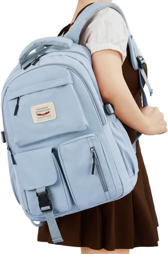 Detalle de Fioretto Lightweight School Backpack for Women – 14-inch laptop rucksack with anti-theft back pocket