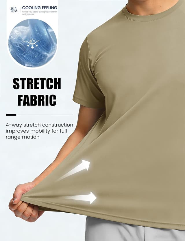 Detalle de TACVASEN Herren UV-Schutz T-Shirt (UPF 50+) – Kurzarm Sonnenschutz Tee fürs Schwimmen und Outdoor
