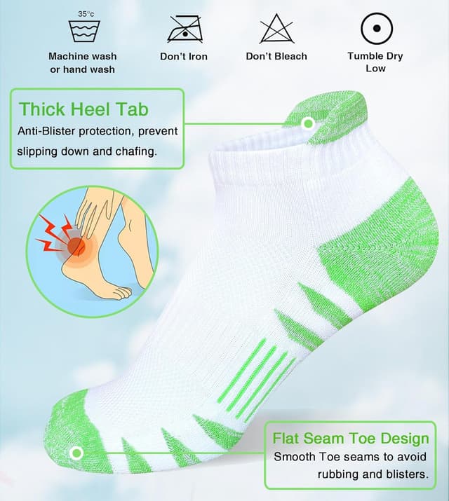 Detalle de Heyoboy Womens Ankle Anti-blister Running Socks 5 Pairs
