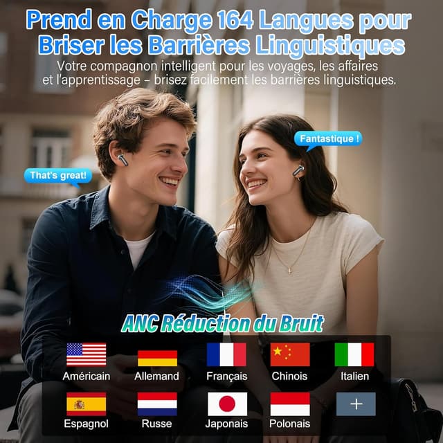 Thumbnail 2 de QXUFV AI Écouteur Traducteur 164 Langues